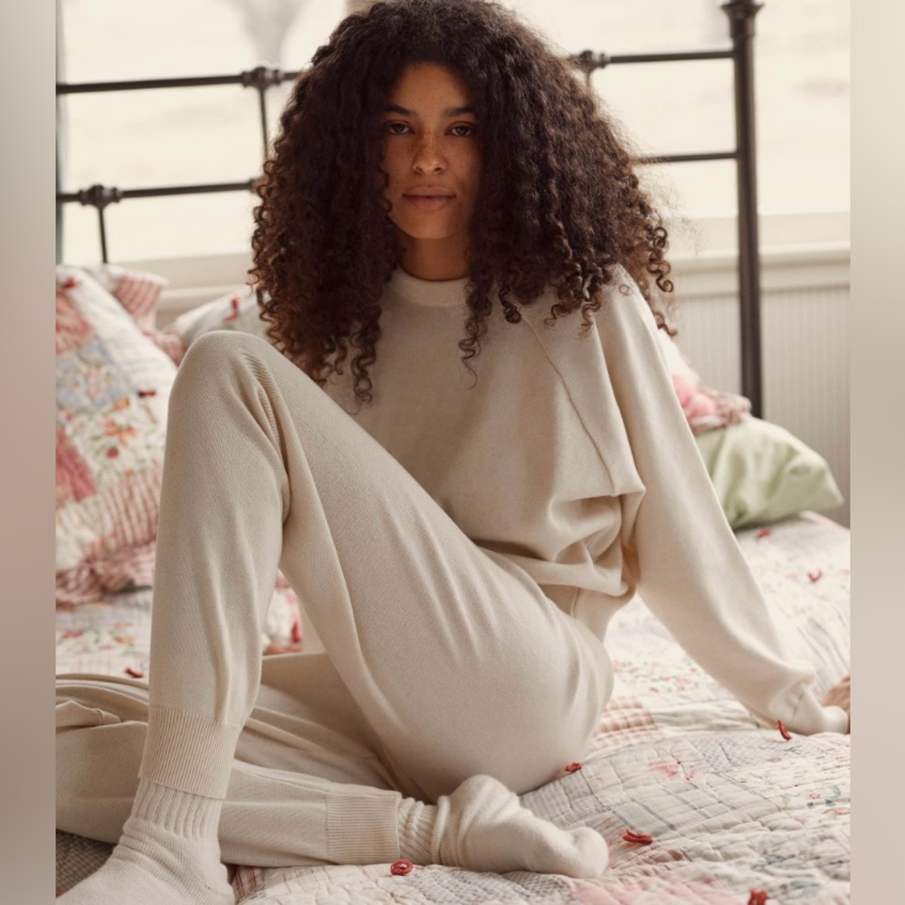 Christy Dawn The Sonny Oatmeal White Knit Pants Sweatpants Medium